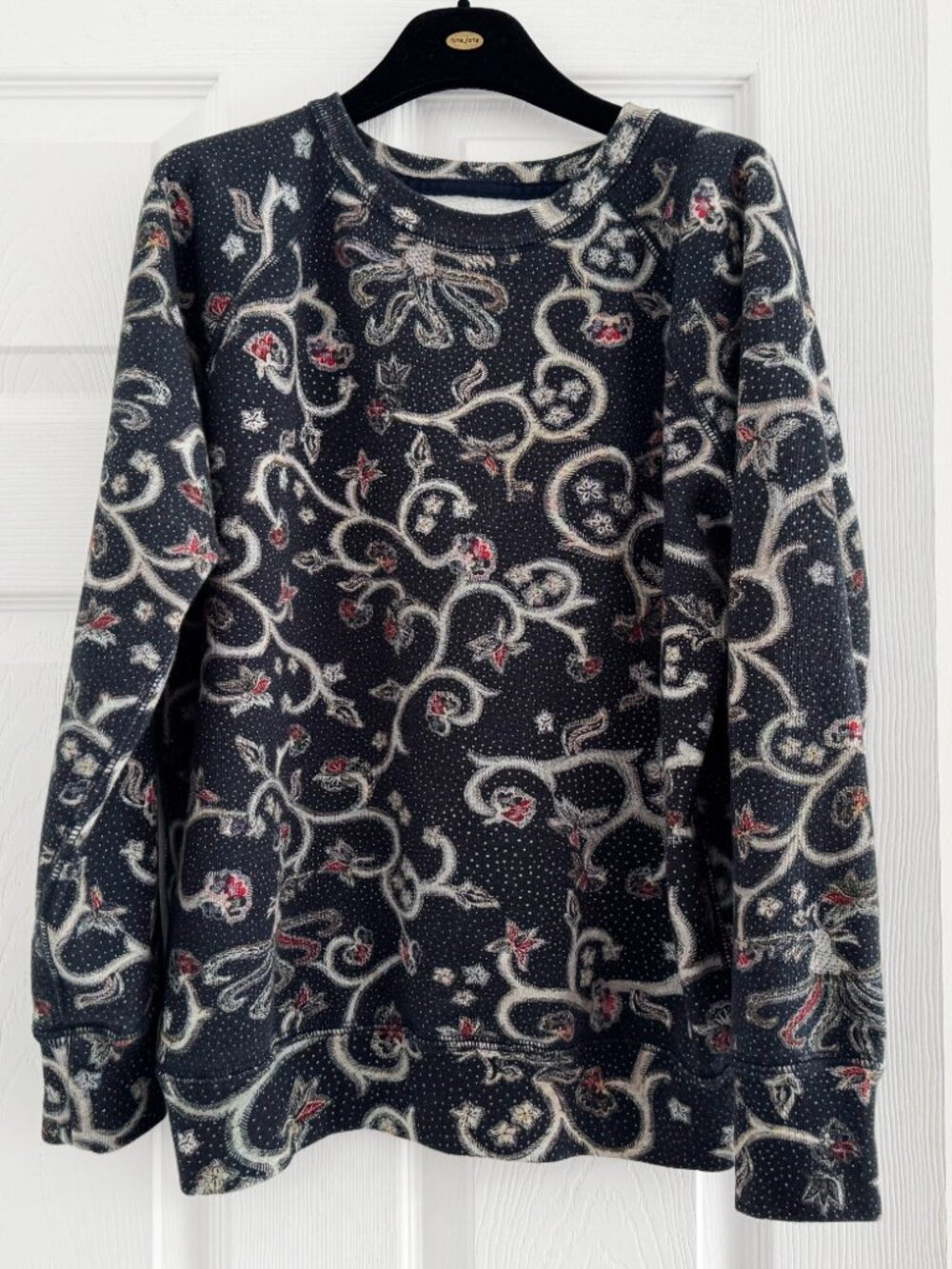 Isabel Marant Etoile "Xilo" Printed Sweatshirt in Midnight, size 40 (fits size 6